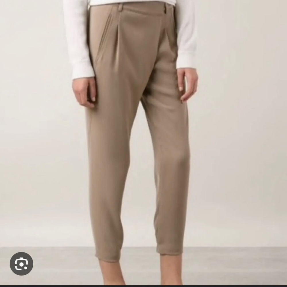 Vince Crossover Cropped Trousers with Leather Trim - Size 8 - EUC!
